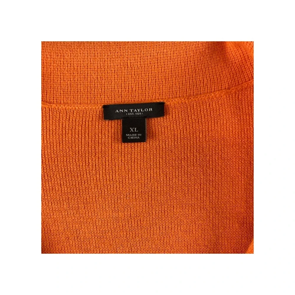 Ann Taylor Orange‎ Knit Blazer Jacket Women XL Single Button Pockets